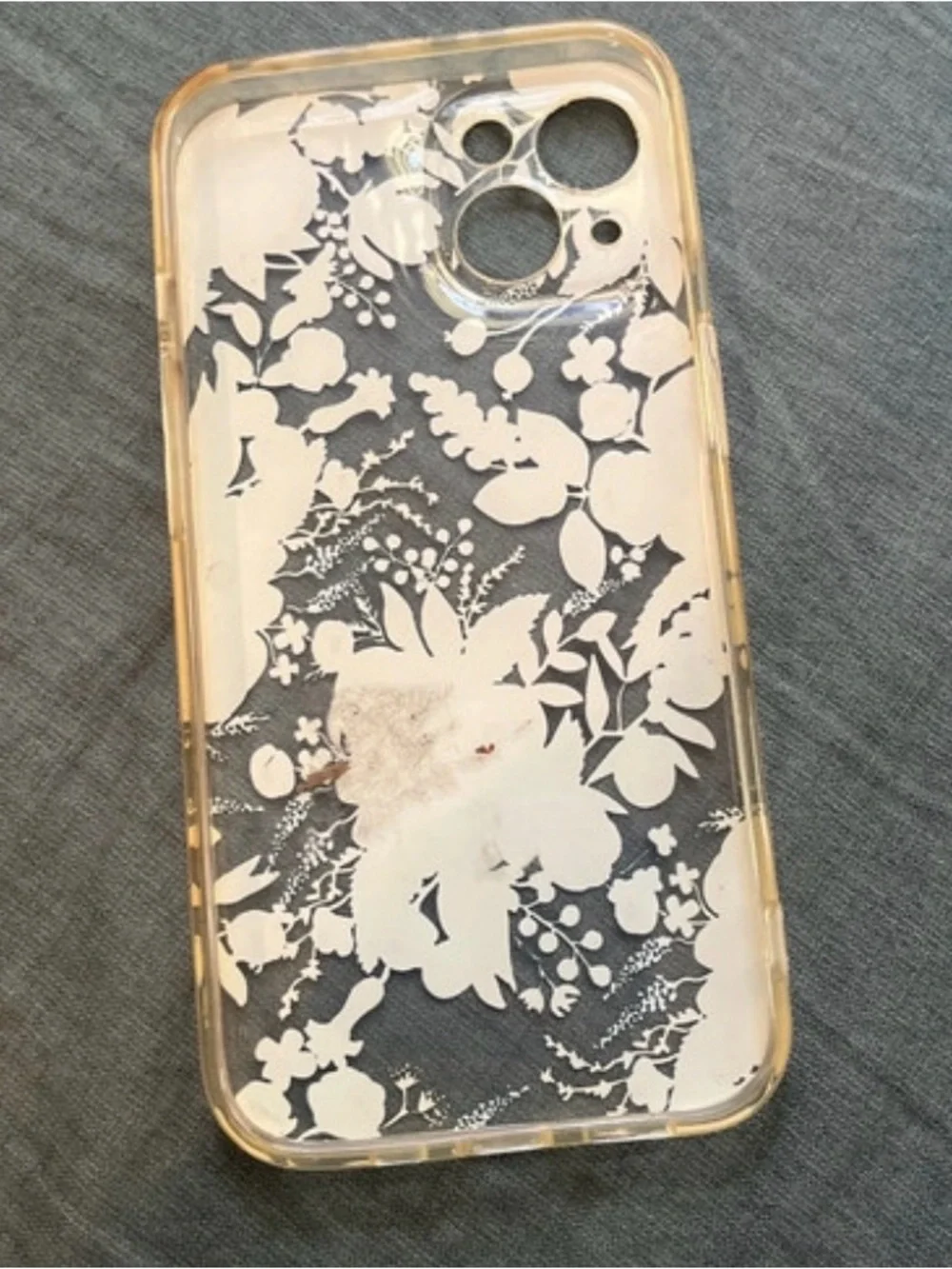 Floral Clear Phone 13 Case with Blue & White Flowers